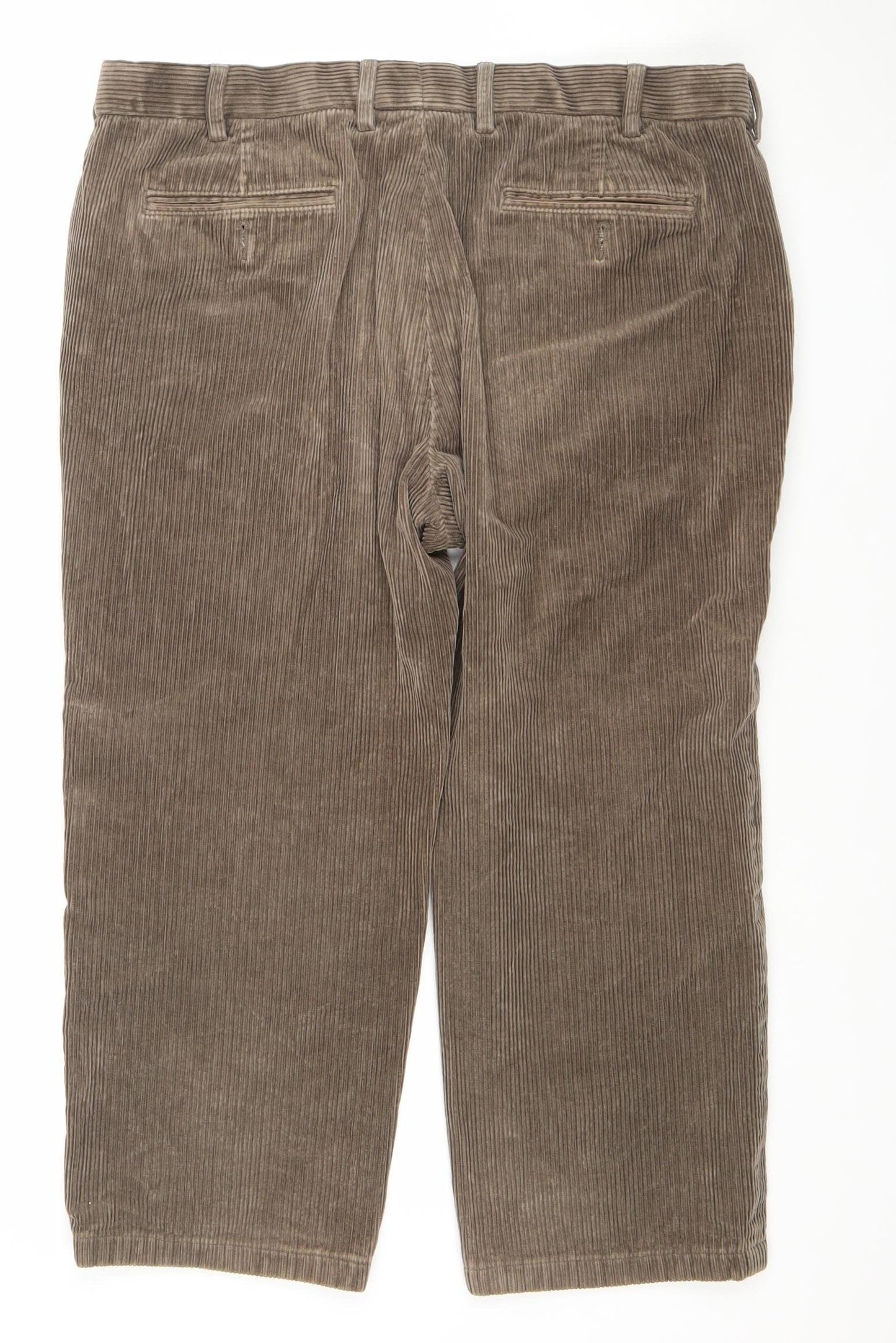 Marks and Spencer Men's Brown Corduroy Regular Fit Trousers 38W 33L