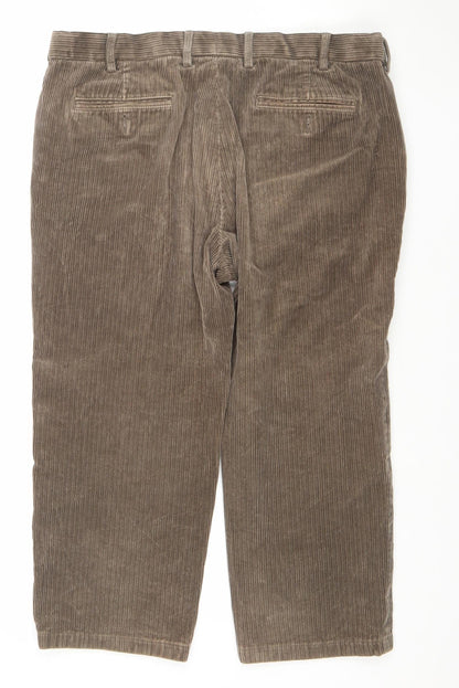 Marks and Spencer Men's Brown Corduroy Regular Fit Trousers 38W 33L