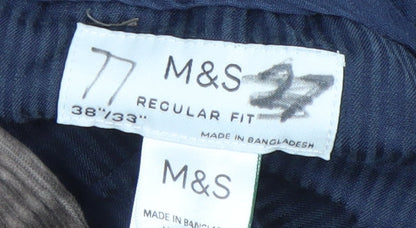Marks and Spencer Men's Brown Corduroy Regular Fit Trousers 38W 33L