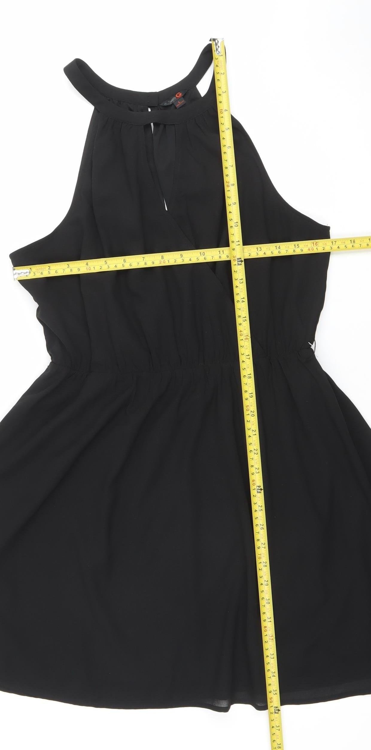 GUESS Women's Black Halter A-Line Chiffon Short Dress Size L