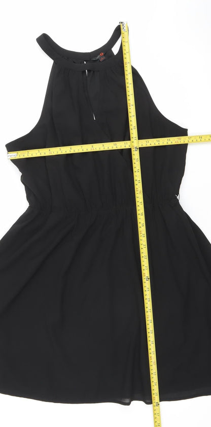 GUESS Women's Black Halter A-Line Chiffon Short Dress Size L