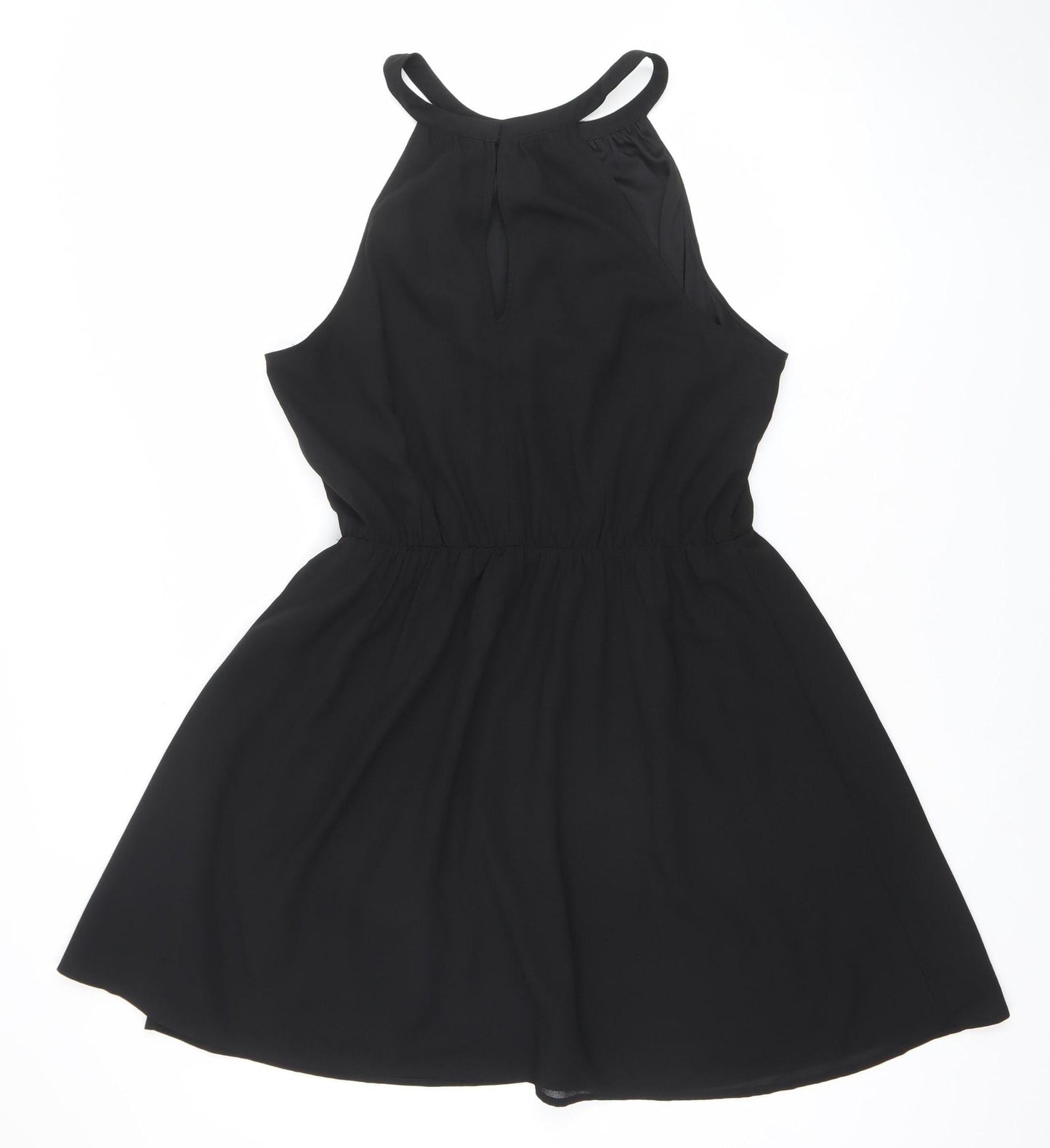 GUESS Women's Black Halter A-Line Chiffon Short Dress Size L