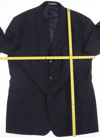 Next Men's Blue Wool Blend 42R Regular Fit 3-Button Blazer