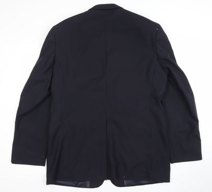 Next Men's Blue Wool Blend 42R Regular Fit 3-Button Blazer