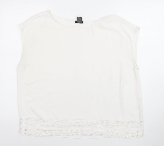 Ann Taylor Women's White Sleeveless Blouse Top Size XL