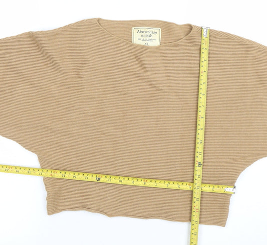 Abercrombie & Fitch Women's Beige Ribbed Pullover Jumper XS