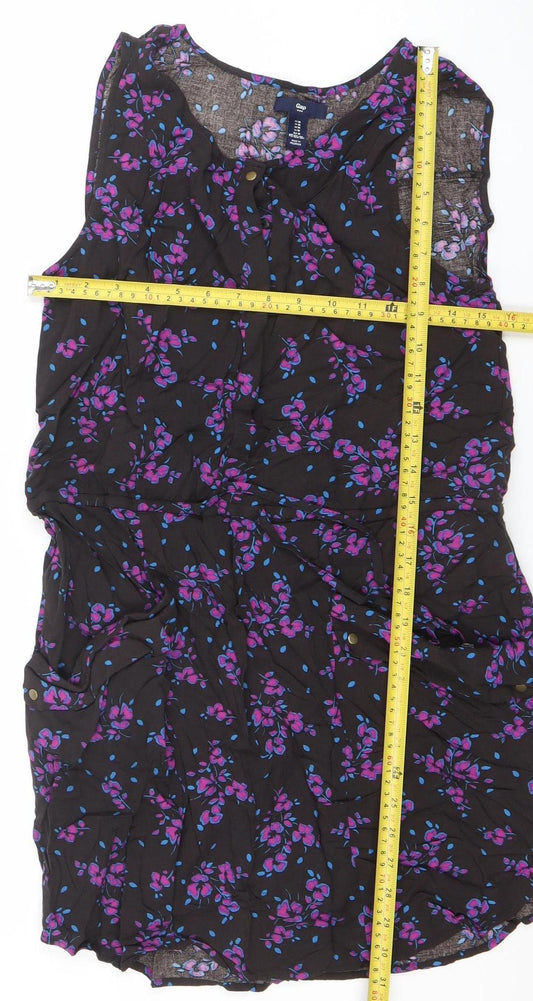 GAP Women's Black Floral Sleeveless Knee Length Shift Dress Size M
