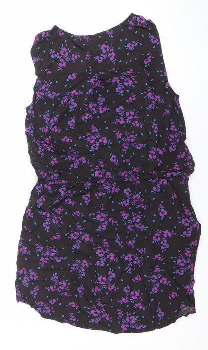 GAP Women's Black Floral Sleeveless Knee Length Shift Dress Size M