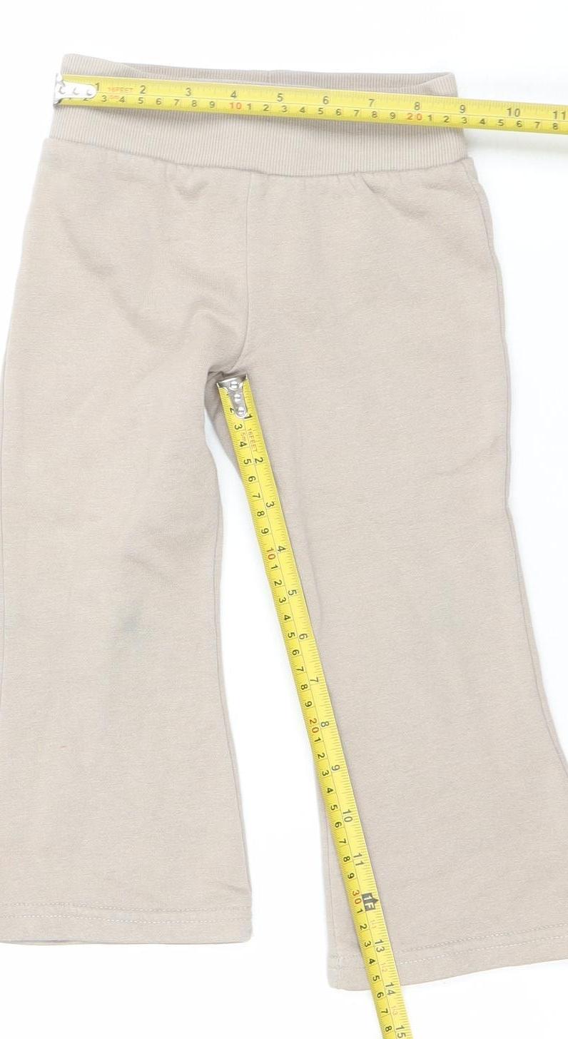 Primark Girls Beige Sweatpants 2-3 Years Elastic Waist Fleece Activewear Trousers
