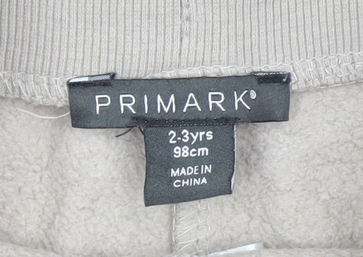 Primark Girls Beige Sweatpants 2-3 Years Elastic Waist Fleece Activewear Trousers