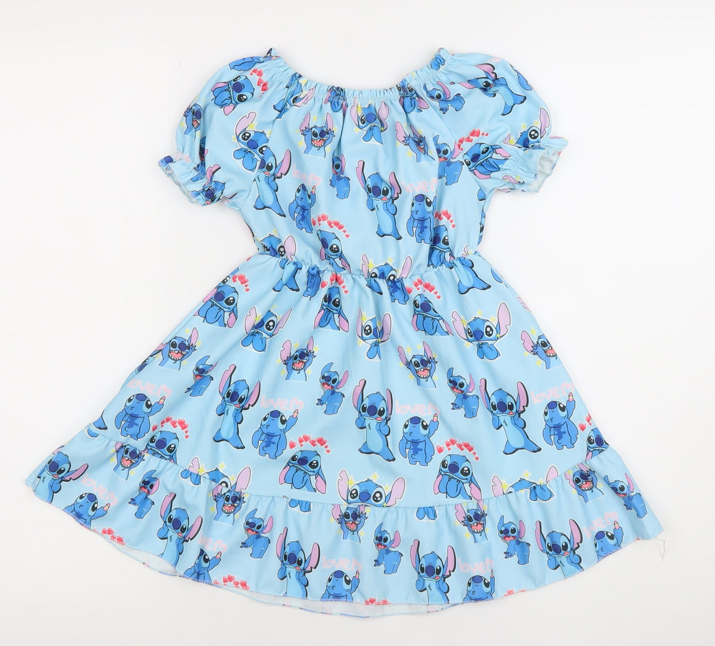 Girls Blue Lilo & Stitch Skater Dress 4 Years Short Sleeve Disney Style