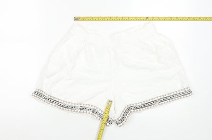 Marks and Spencer Women’s White Cotton Embroidered Casual Shorts Size 14
