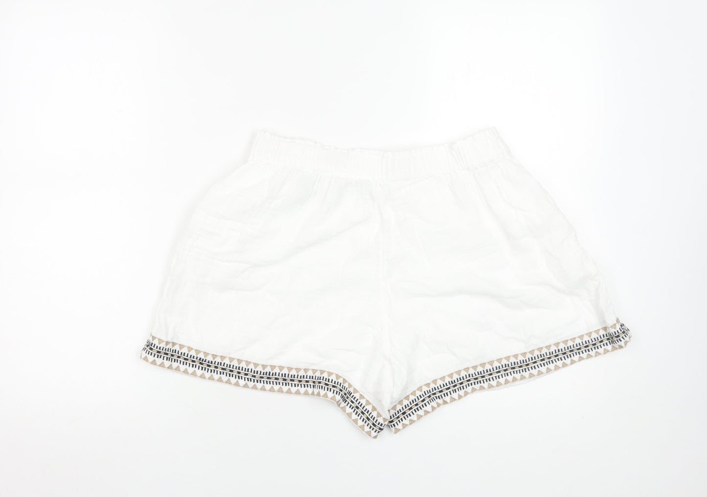 Marks and Spencer Women’s White Cotton Embroidered Casual Shorts Size 14