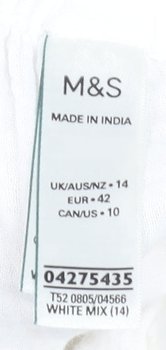 Marks and Spencer Women’s White Cotton Embroidered Casual Shorts Size 14