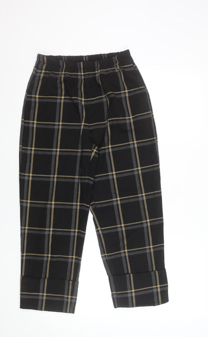 Womens UK Size S Zara Regular Fit Cropped Black Trousers