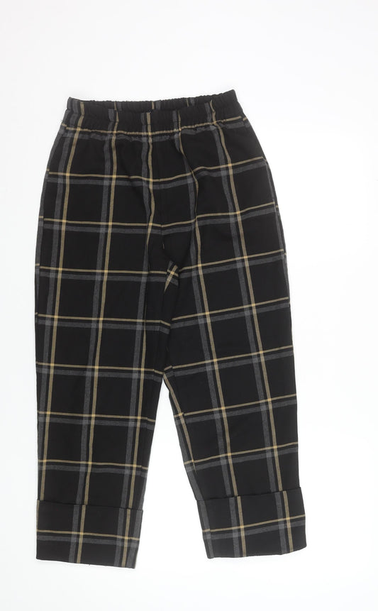 Womens UK Size S Zara Regular Fit Cropped Black Trousers