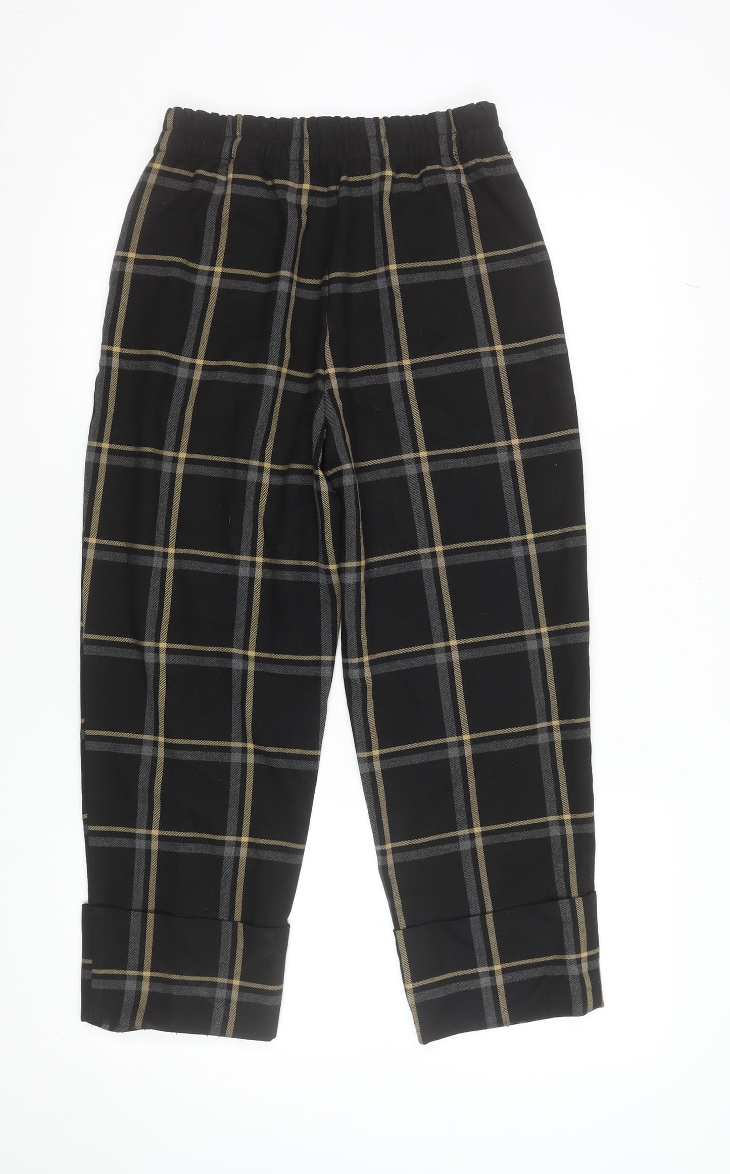 Womens UK Size S Zara Regular Fit Cropped Black Trousers