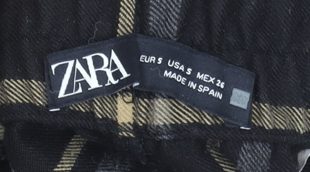 Womens UK Size S Zara Regular Fit Cropped Black Trousers