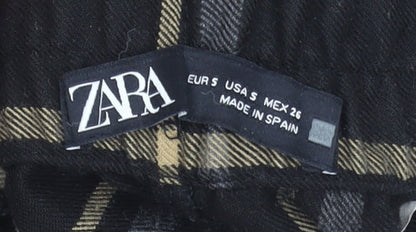 Womens UK Size S Zara Regular Fit Cropped Black Trousers