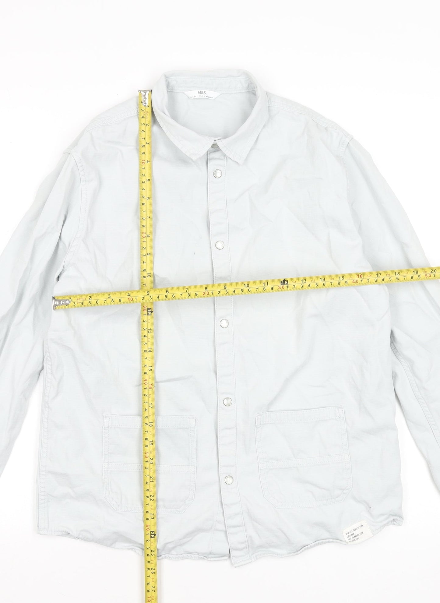 Boys UK Size 14-15 Years Marks and Spencer Grey Basic Button-Up