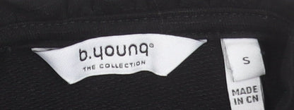 b.young Women's Black Ruffle High Neck Short Sleeve Blouse Size S