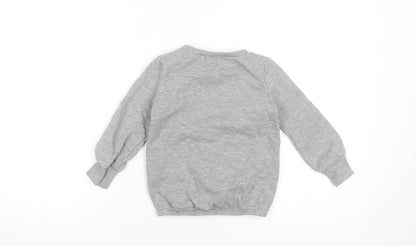 Nike Boys Grey Pullover Sweatshirt 2 Years Logo Crew Neck Fleece
