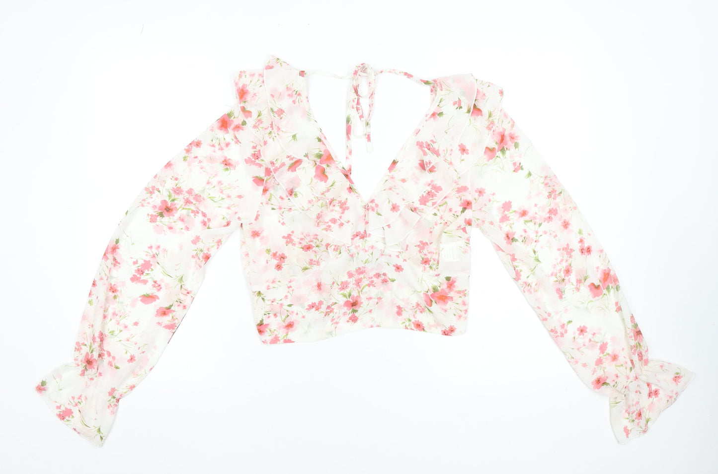 Womens UK Size L SBetro Multicoloured Cropped Blouse