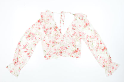Womens UK Size L SBetro Multicoloured Cropped Blouse
