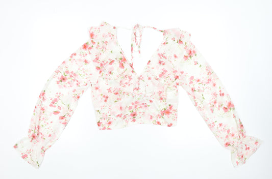 Womens UK Size L SBetro Multicoloured Cropped Blouse