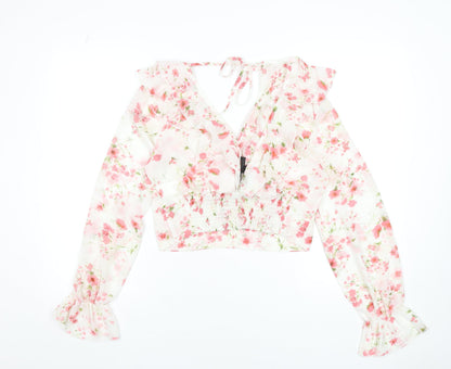 Womens UK Size L SBetro Multicoloured Cropped Blouse