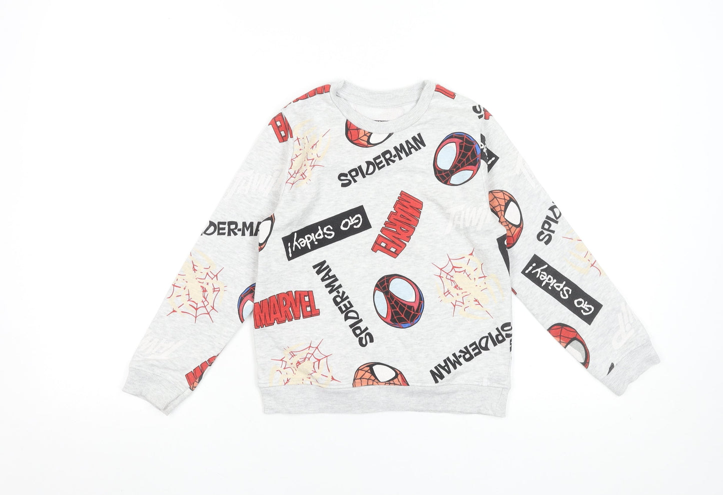 Primark Boys Grey Spider-Man Marvel Sweatshirt 6-7 Years Pullover Fleece