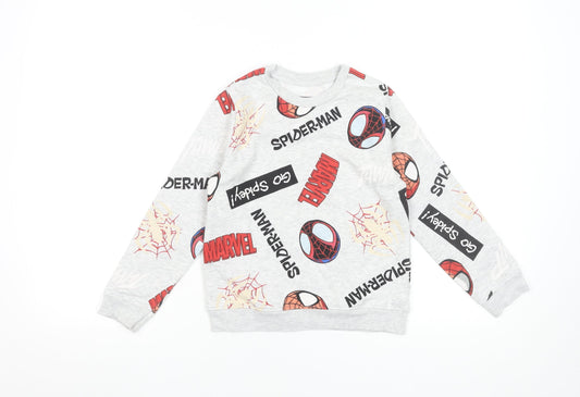 Primark Boys Grey Spider-Man Marvel Sweatshirt 6-7 Years Pullover Fleece