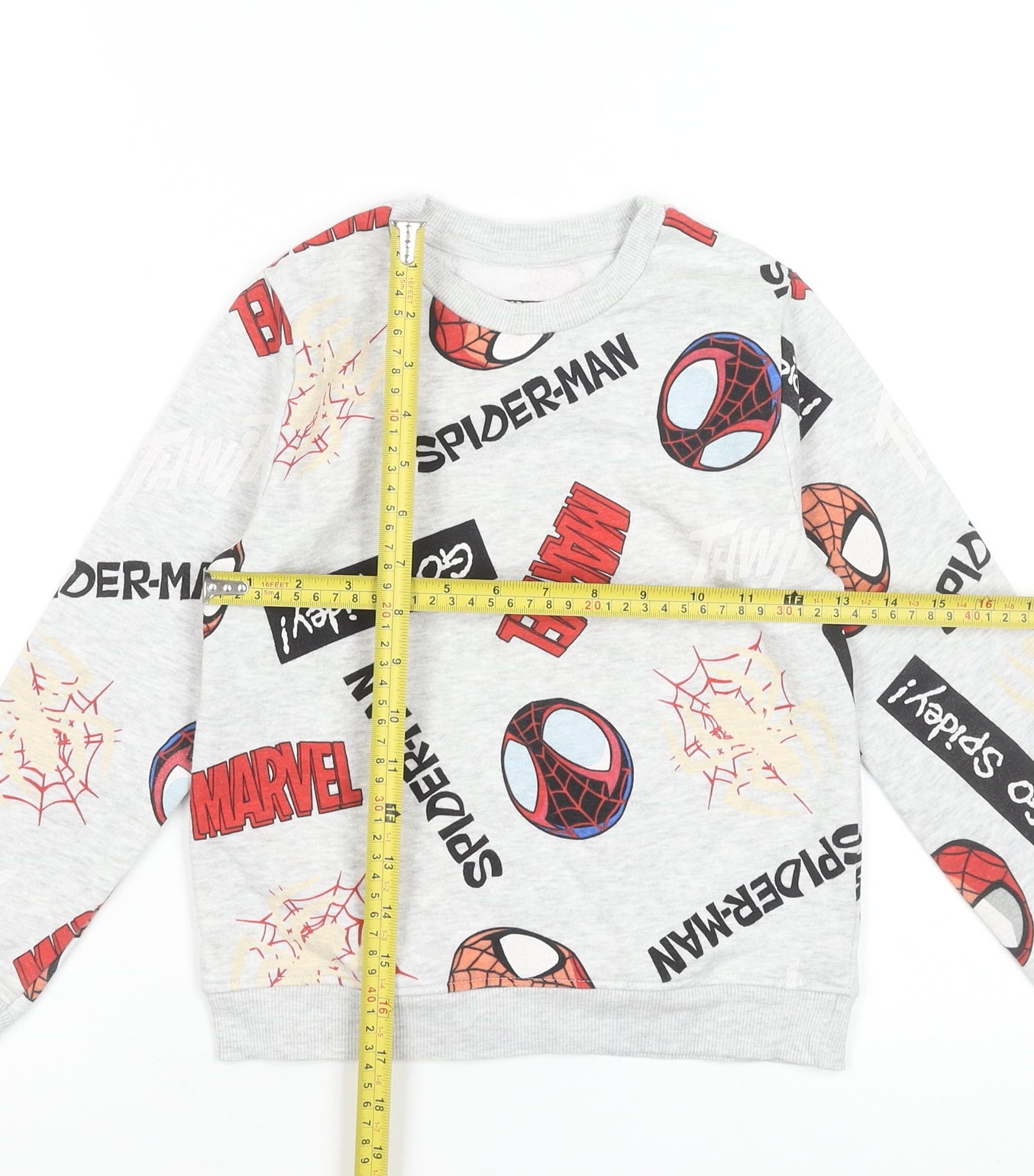 Primark Boys Grey Spider-Man Marvel Sweatshirt 6-7 Years Pullover Fleece