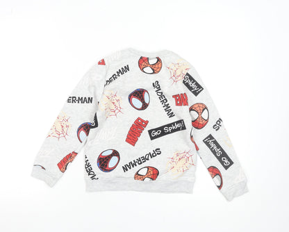 Primark Boys Grey Spider-Man Marvel Sweatshirt 6-7 Years Pullover Fleece