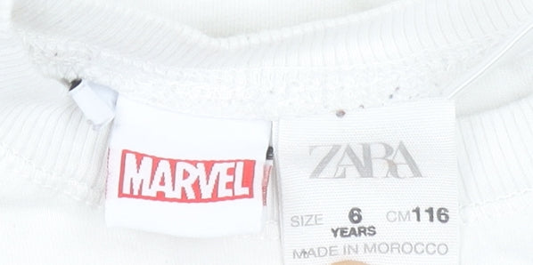 Boys UK Size 6 Years Zara White Basic T-Shirt
