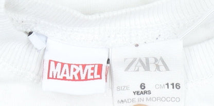 Boys UK Size 6 Years Zara White Basic T-Shirt