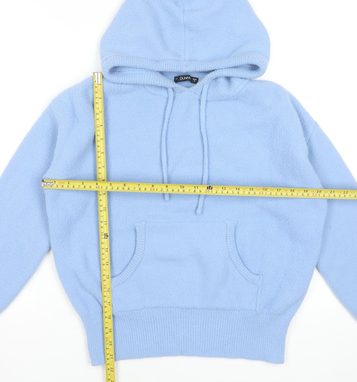 Dunnes Women's Blue Pullover Hoodie Small Nylon Soft Knit