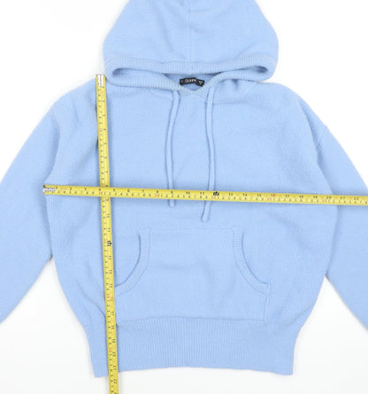 Dunnes Women's Blue Pullover Hoodie Small Nylon Soft Knit