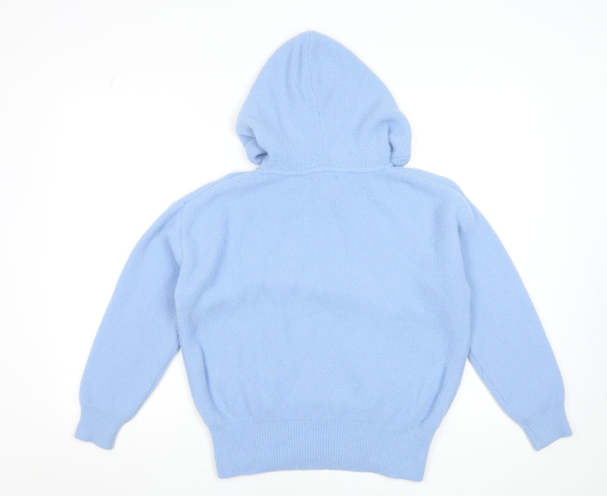Dunnes Women's Blue Pullover Hoodie Small Nylon Soft Knit