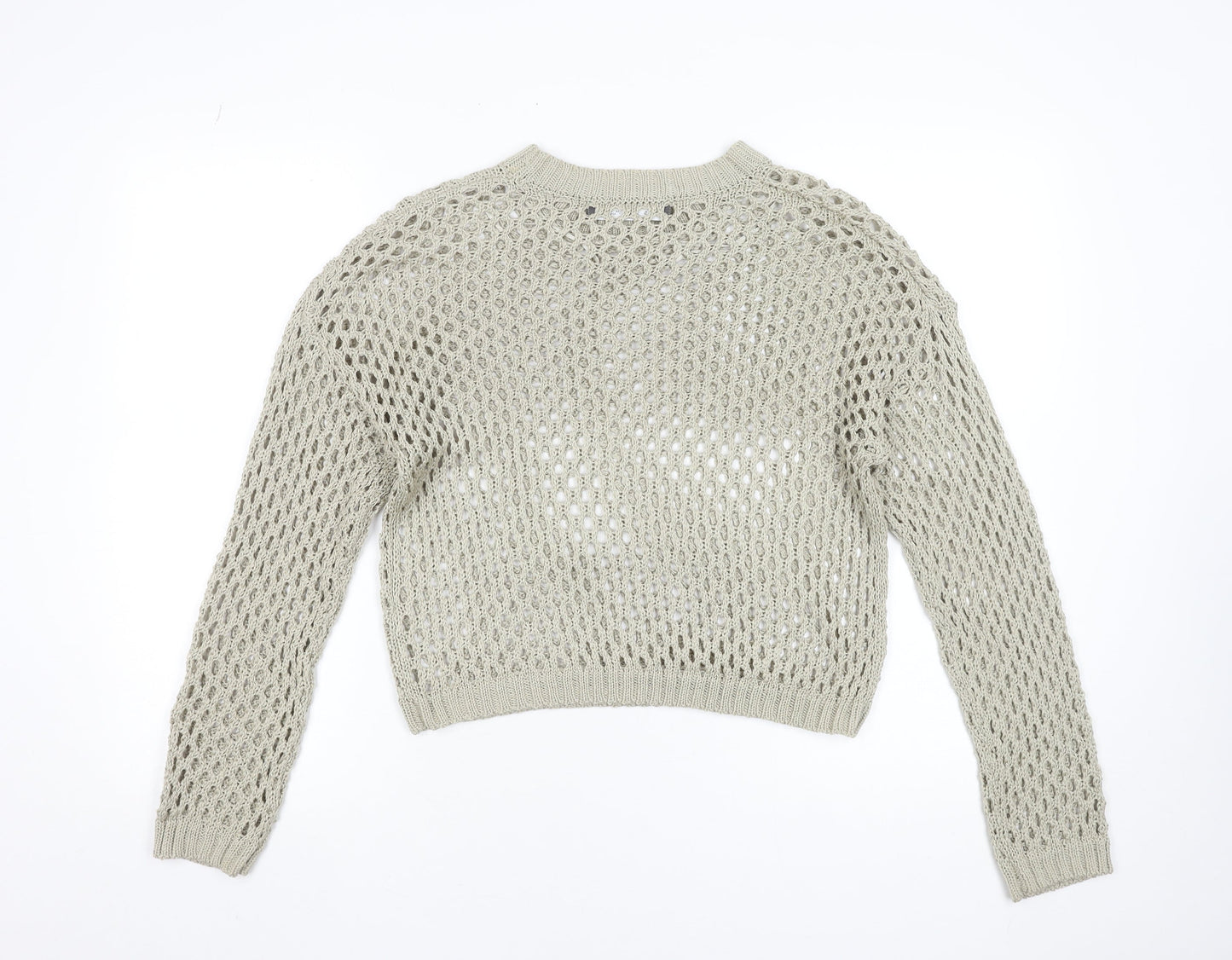 Primark Women Beige Open-Knit Cotton Jumper Size S