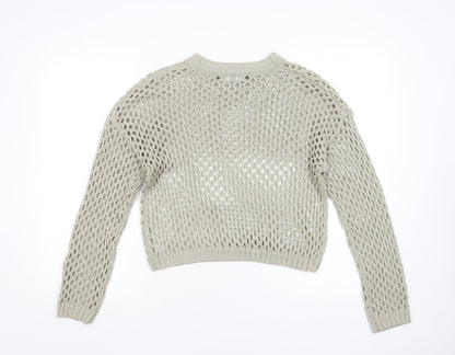 Primark Women Beige Open-Knit Cotton Jumper Size S