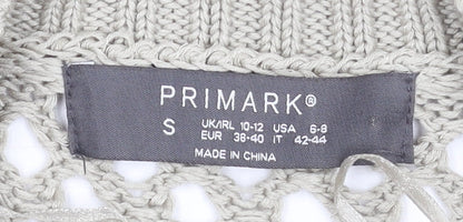 Primark Women Beige Open-Knit Cotton Jumper Size S