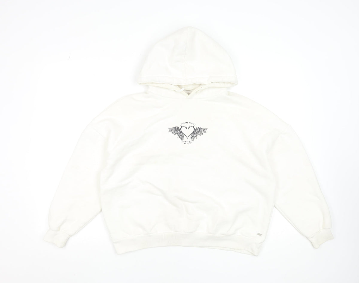 Teens UK Size XS Pull&Bear White Pullover Hoodie