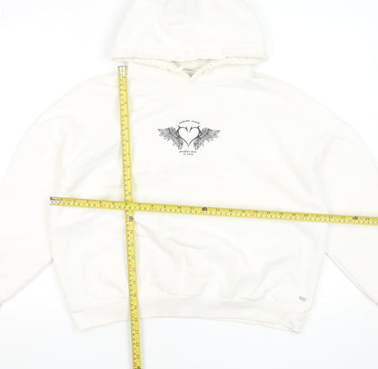 Teens UK Size XS Pull&Bear White Pullover Hoodie