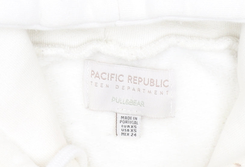 Teens UK Size XS Pull&Bear White Pullover Hoodie