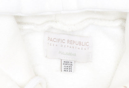 Teens UK Size XS Pull&Bear White Pullover Hoodie