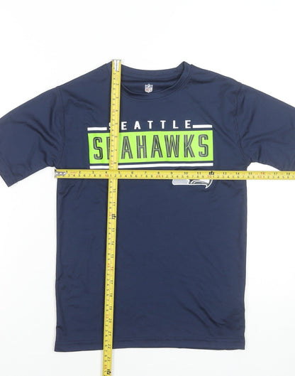 NFL Boys Navy Seattle Seahawks Short Sleeve T-Shirt Size 8 Polyester