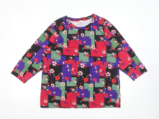 Cotton Traders Women’s Multicoloured Floral 3/4 Sleeve Cotton T-Shirt Size 20