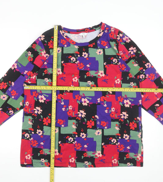 Cotton Traders Women’s Multicoloured Floral 3/4 Sleeve Cotton T-Shirt Size 20