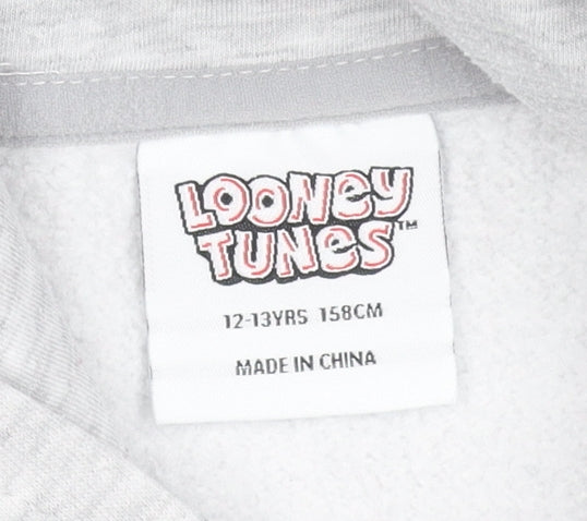 Girls UK Size 12-13 Years Looney Tunes Grey Pullover Hoodie